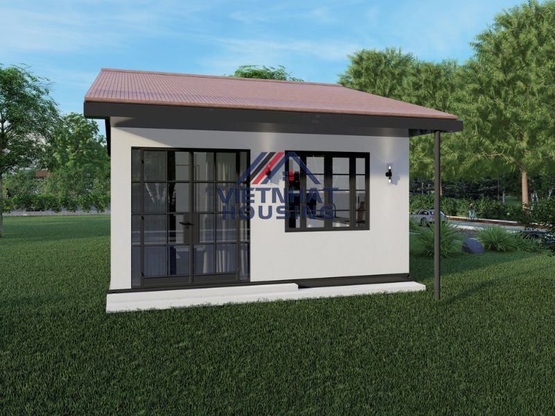 A Visually Striking Modern 60m² One-Bedroom Prefabricated House Design