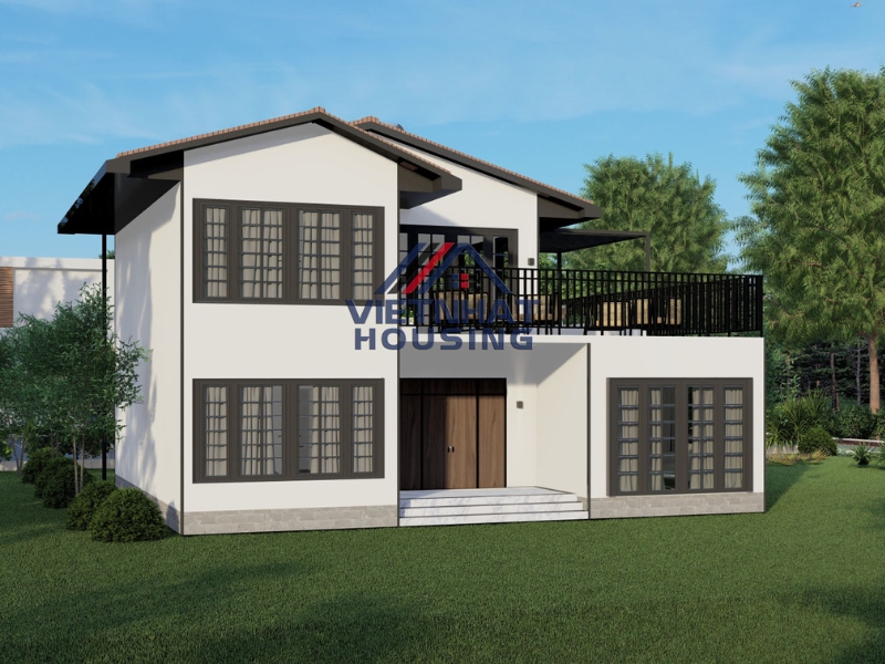 Modern Japanese-Style Two-Storey Prefabricated House Design with Three Bedrooms