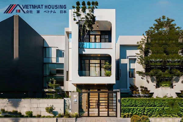 Steel frame tube house model with beautiful modern townhouse facade