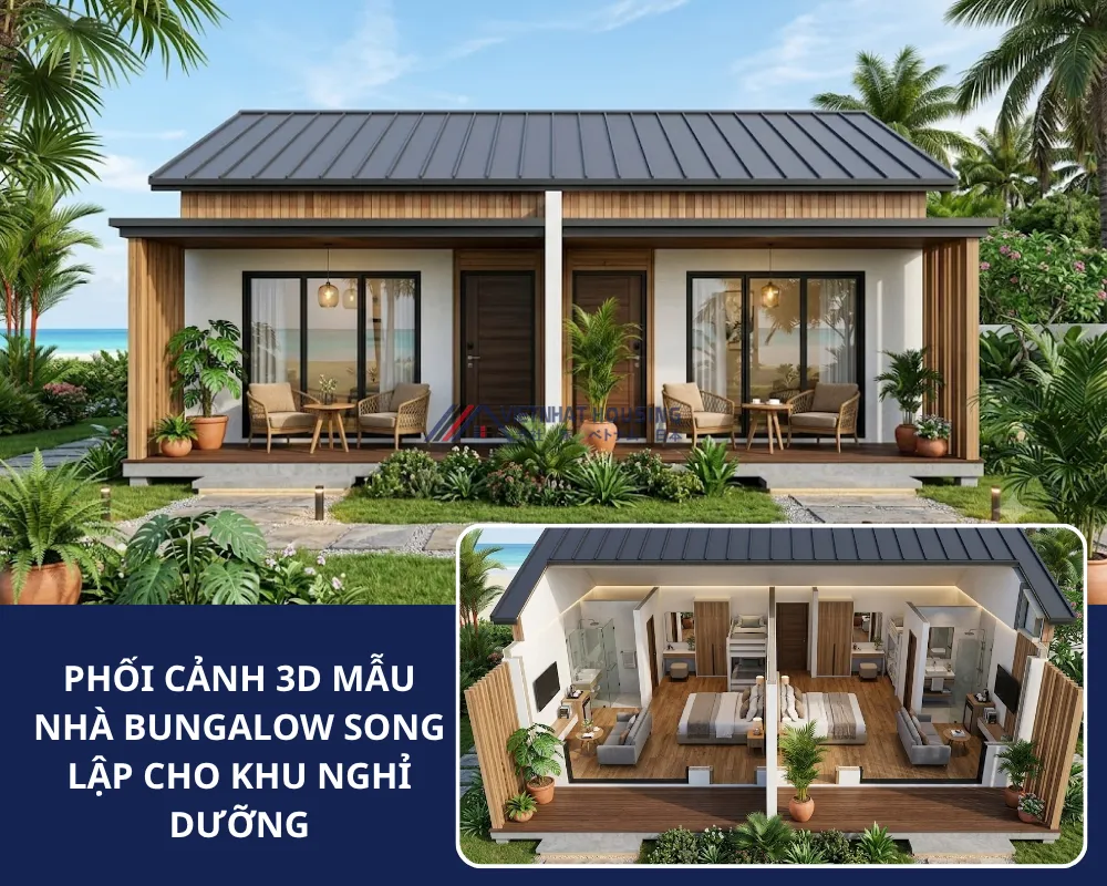 MẪU NHÀ BUNGALOW SONG LẬP CHO KHU NGHỈ DƯỠNG