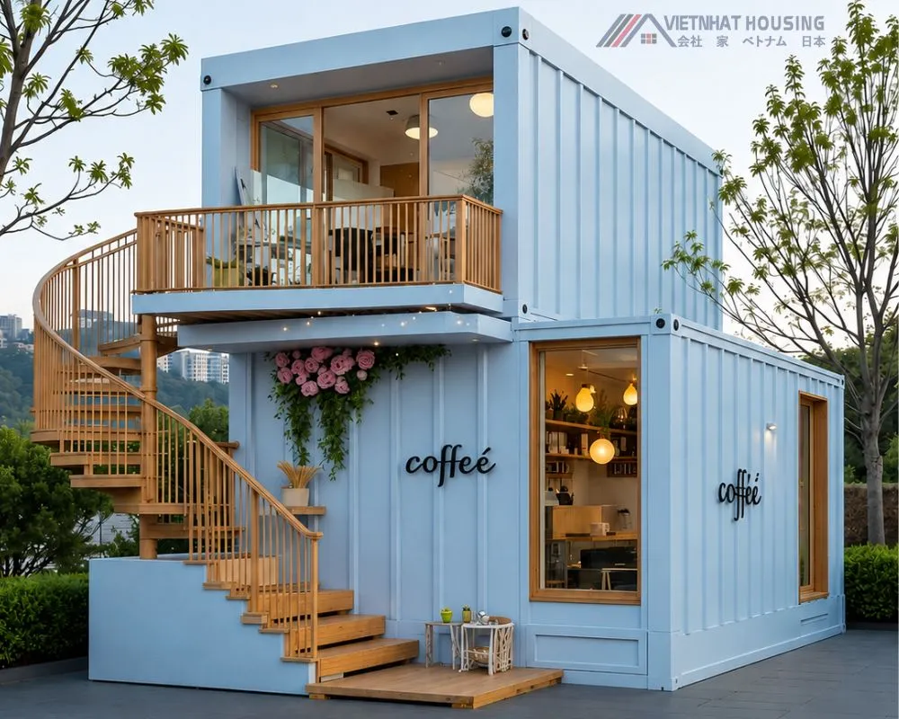 Mẫu Nhà Container 2 Tầng Không Gian Mở