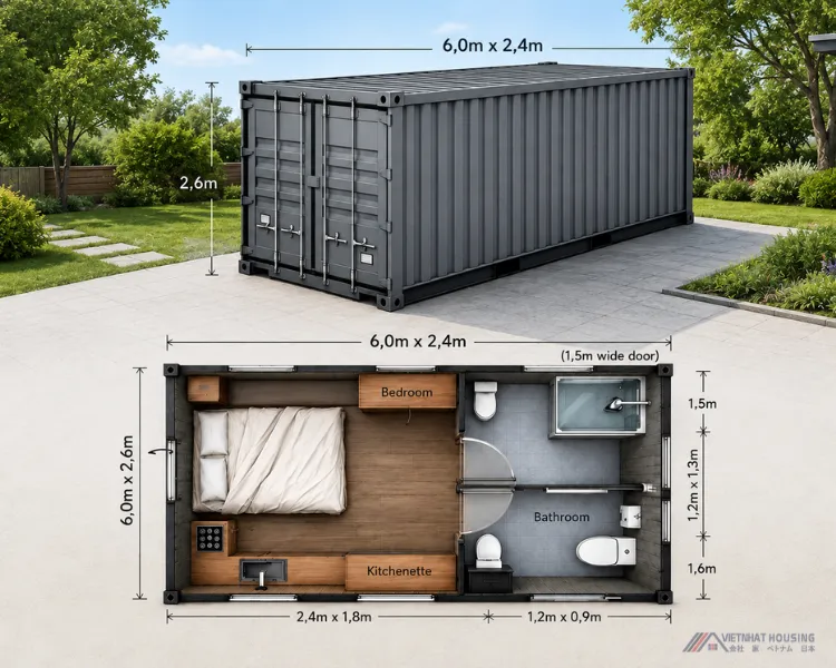 Mẫu Nhà Container Hiện Đại Mái Bằng Tối Giản