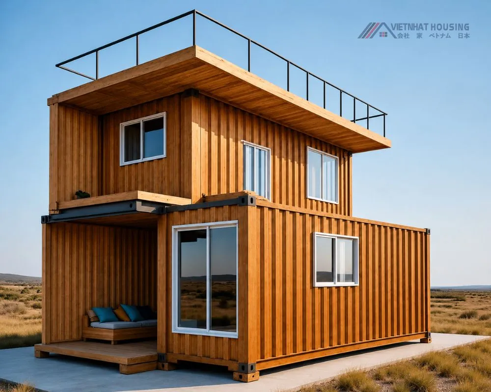 Mẫu Nhà Lắp Ghép 2 tầng Container Thiết Kế Hiện Đại