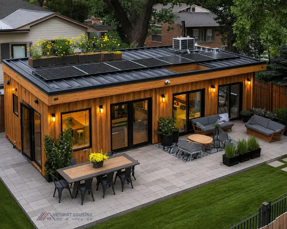 Nhà Container 2 Phòng Ngủ Hiện Đại với Không Gian Xanh