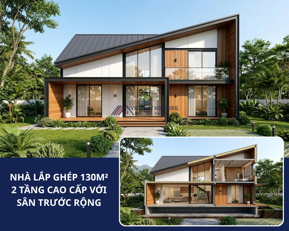 Nhà Lắp Ghép 130m2 Cao Cấp với Sân Trước Rộng