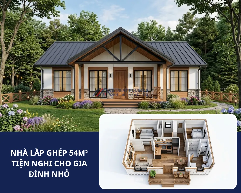 Nhà Lắp Ghép 54m2 Tiện Nghi Cho Gia Đình Nhỏ
