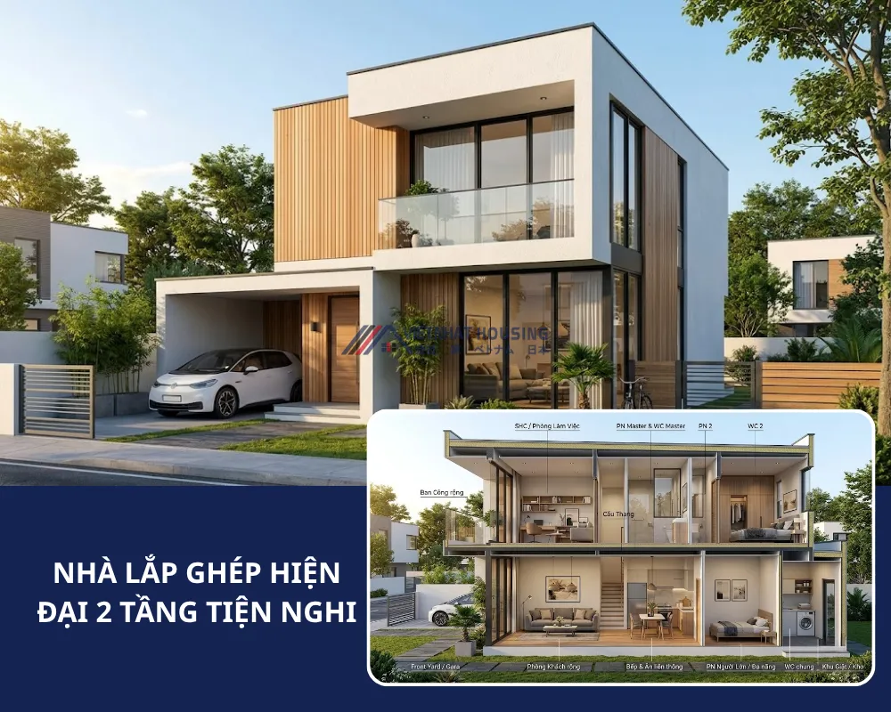 Nhà Lắp Ghép 72m2 Gồm 2 Phòng Ngủ Tiện Nghi