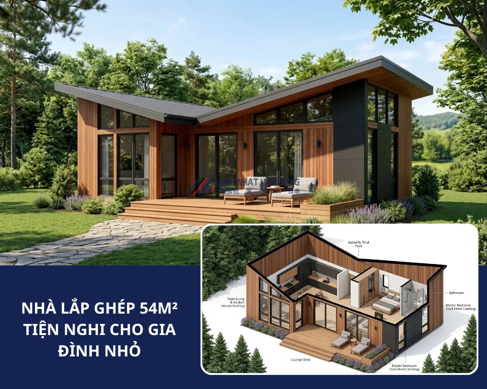 NHÀ LẮP GHÉP DÂN DỤNG 50M2 CÓ HIÊN SÂN TRƯỚC