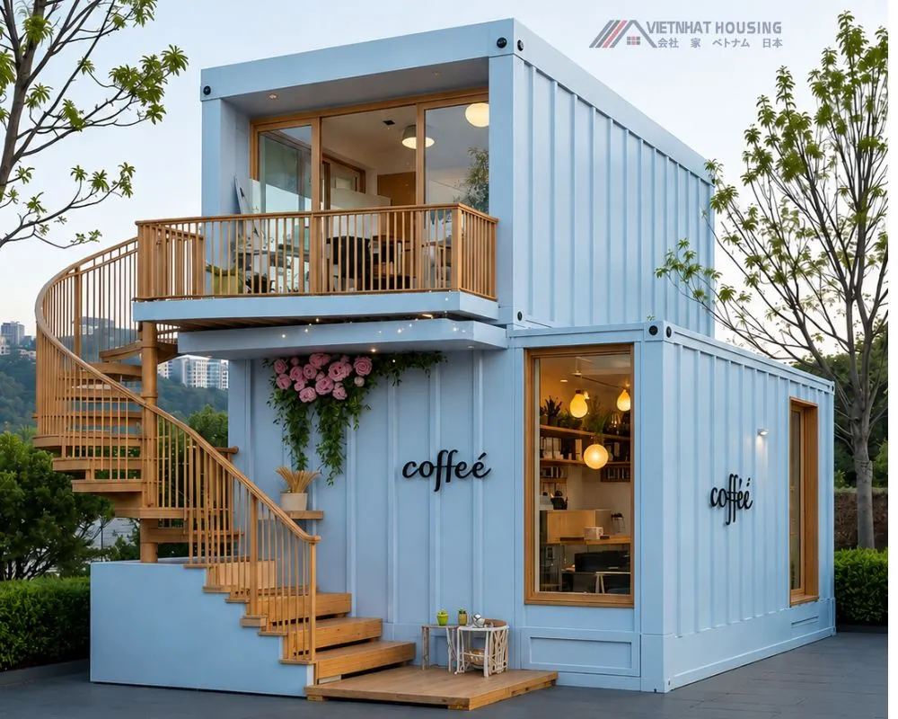 Nhà Lắp Ghép Khung Container 2 Tầng Sang Trọng