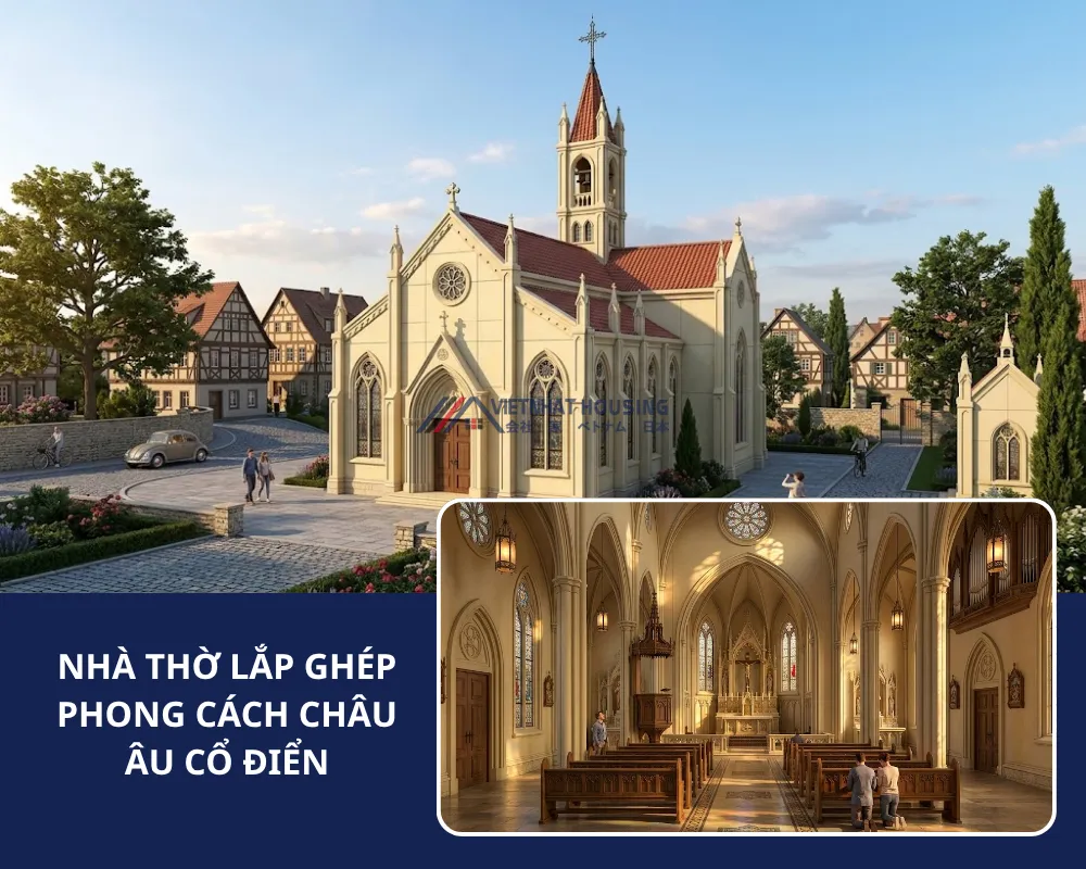 NHÀ THỜ LẮP GHÉP PHONG CÁCH CHÂU ÂU CỔ ĐIỂN
