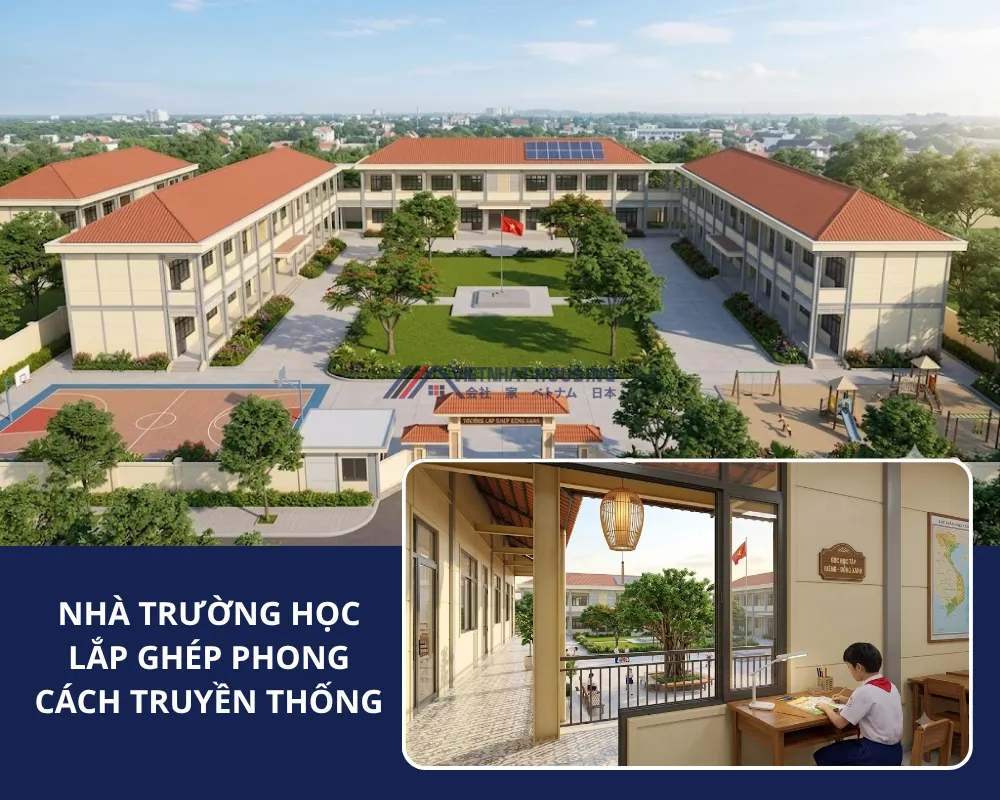 NHÀ TRƯỜNG HỌC LẮP GHÉP PHONG CÁCH TRUYỀN THỐNG