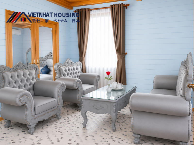 Không gian nội thất cải tạo nhà lắp ghép làm homestay tiện nghi, phù hợp cho gia đình nghỉ dưỡng